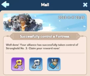 whiteout survival event fortress battle control rewards mail