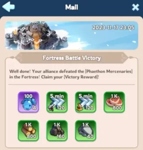 whiteout survival event fortress battle victory reward mail