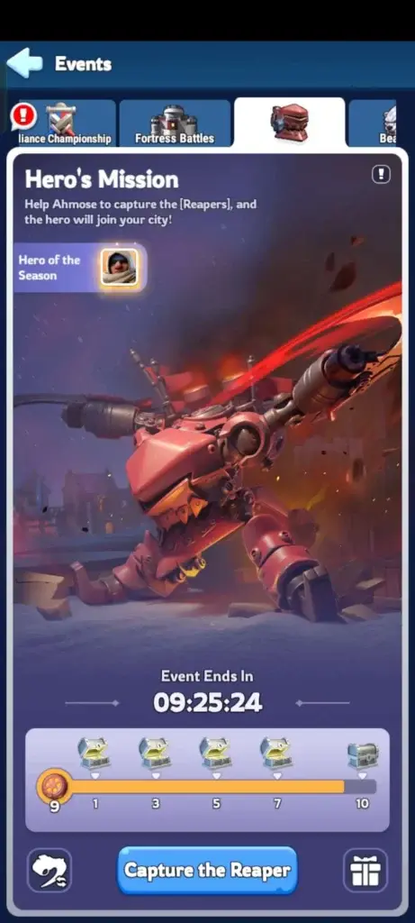 Hero's Mission Reaper event details in Whiteout Survival