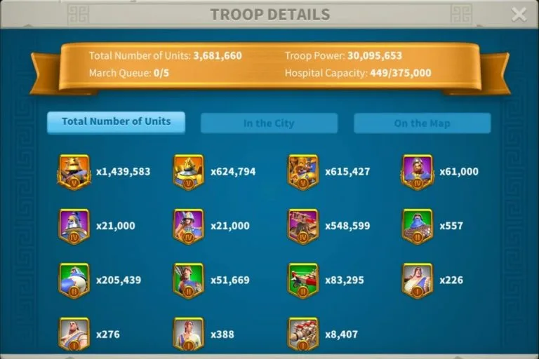 Rise of Kingdoms Master Your Governor Profile! Troop Detail