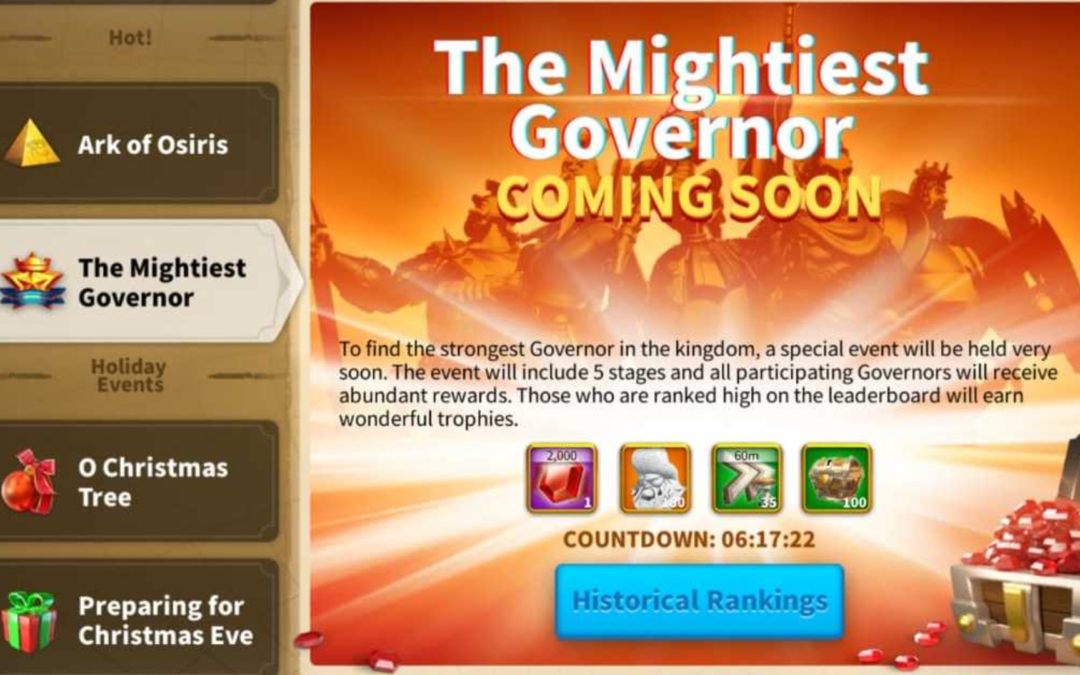 Rise of Kingdoms: Win Mightiest Governor Event