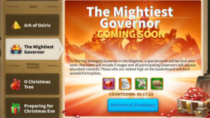 Rise of Kingdoms The Mightiest Governor Event