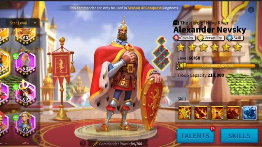 Alexander Nevsky ROK Guide: Skills, Talents, & Pairings