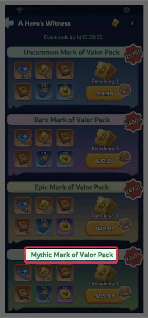 example name of the packs