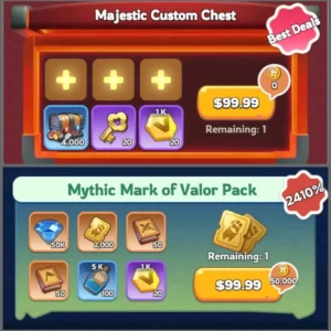 example of top up packs in the game