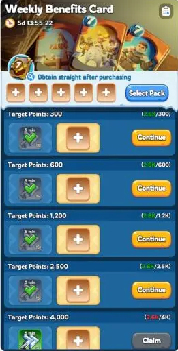 Whiteout Survival Weekly Benefits Card Overview