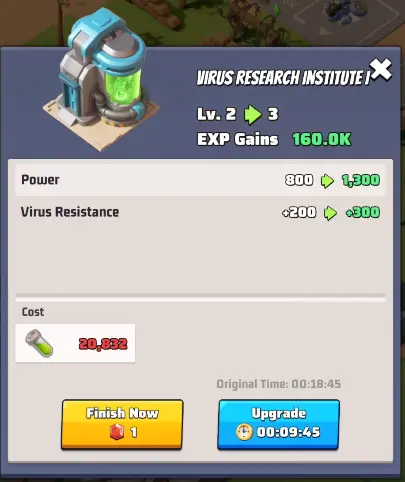 Last War Season 1 Crimson Plague Building Virus Institute Upgrade