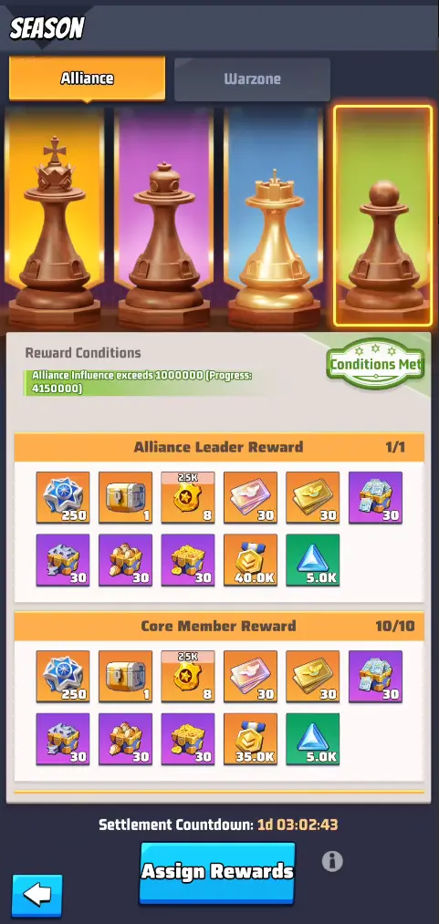 Last War Season 1 Crimson Plague Season Green Alliance Rewards