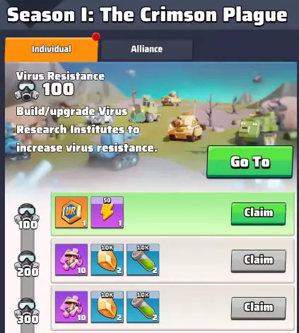 Last War Season 1 Crimson Plague Virus Resistance