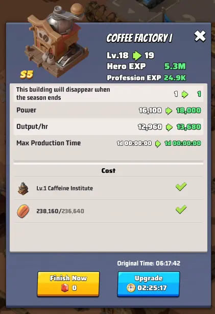Last War Season 5 Wild West Coffee Factory Upgrade