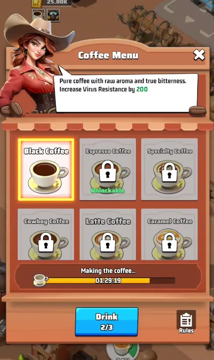 Last War Season 5 Wild West Coffee Menu