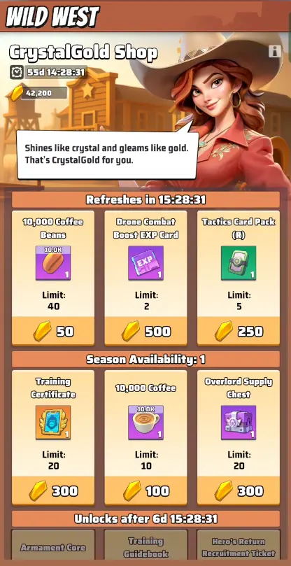 Last War Season 5 Wild West Crystal Gold Shop 2
