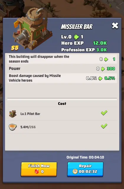 Last War Season 5 Wild West Missileer Bar