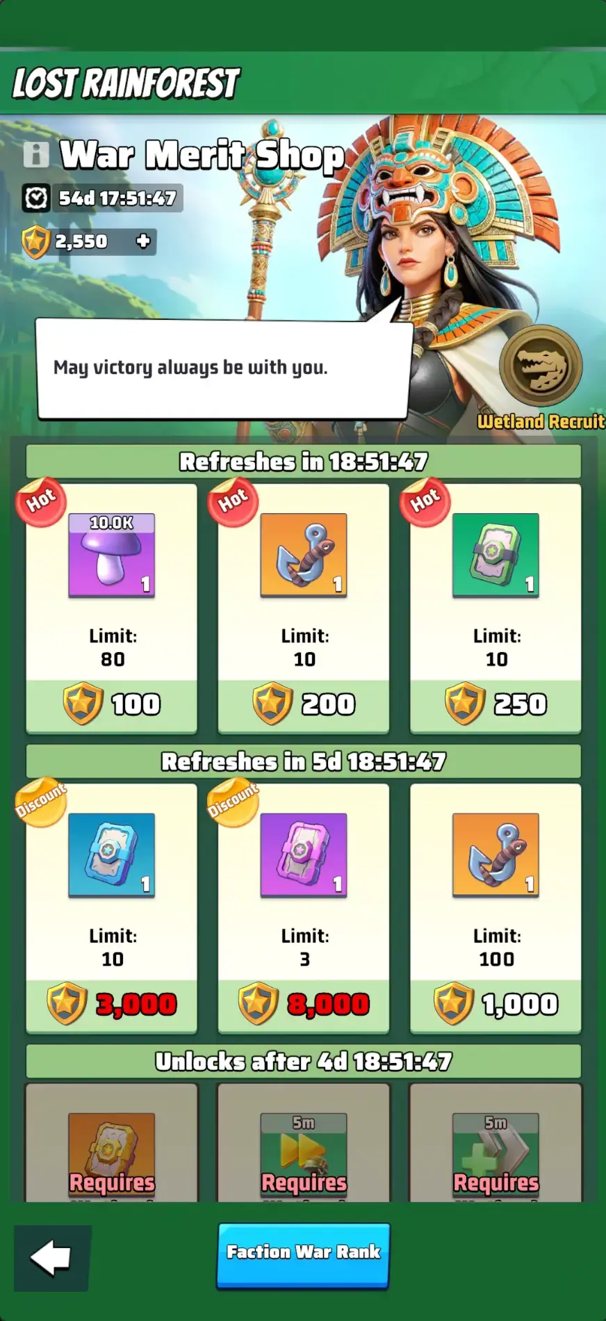 Last War Season 6 Lost Rainforest War Merit Shop