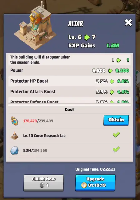 Last War Survival Season 3 Golden Kingdom Building Altar Upgrade