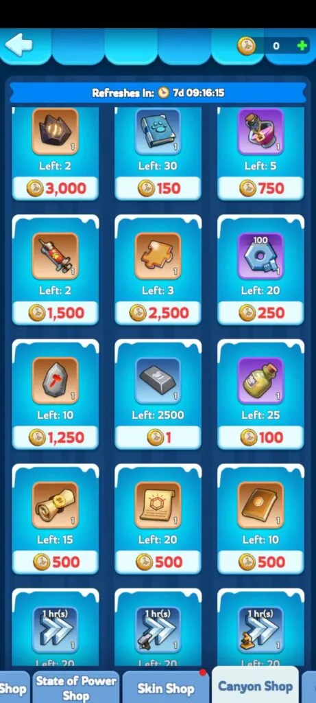 Whiteout Survival Canyon Clash Shop