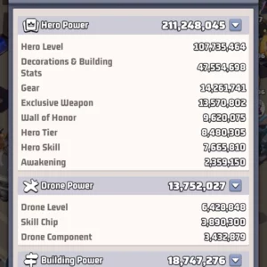 last war account for sale THP 211M power Middle Account