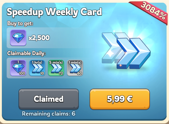 Kingshot Speed Up Weekly Card