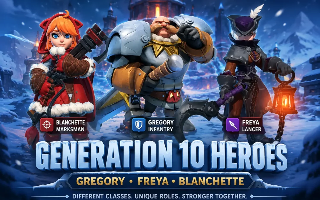 Whiteout Survival Gen 10 Heroes: Gregory, Freya, and Blanchette