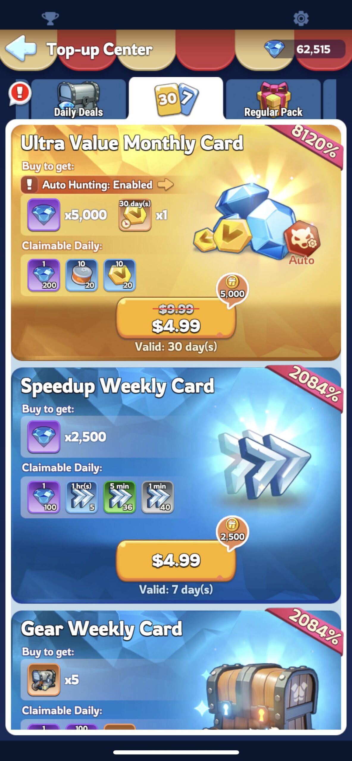 Whiteout Survival weekly and monthly cards