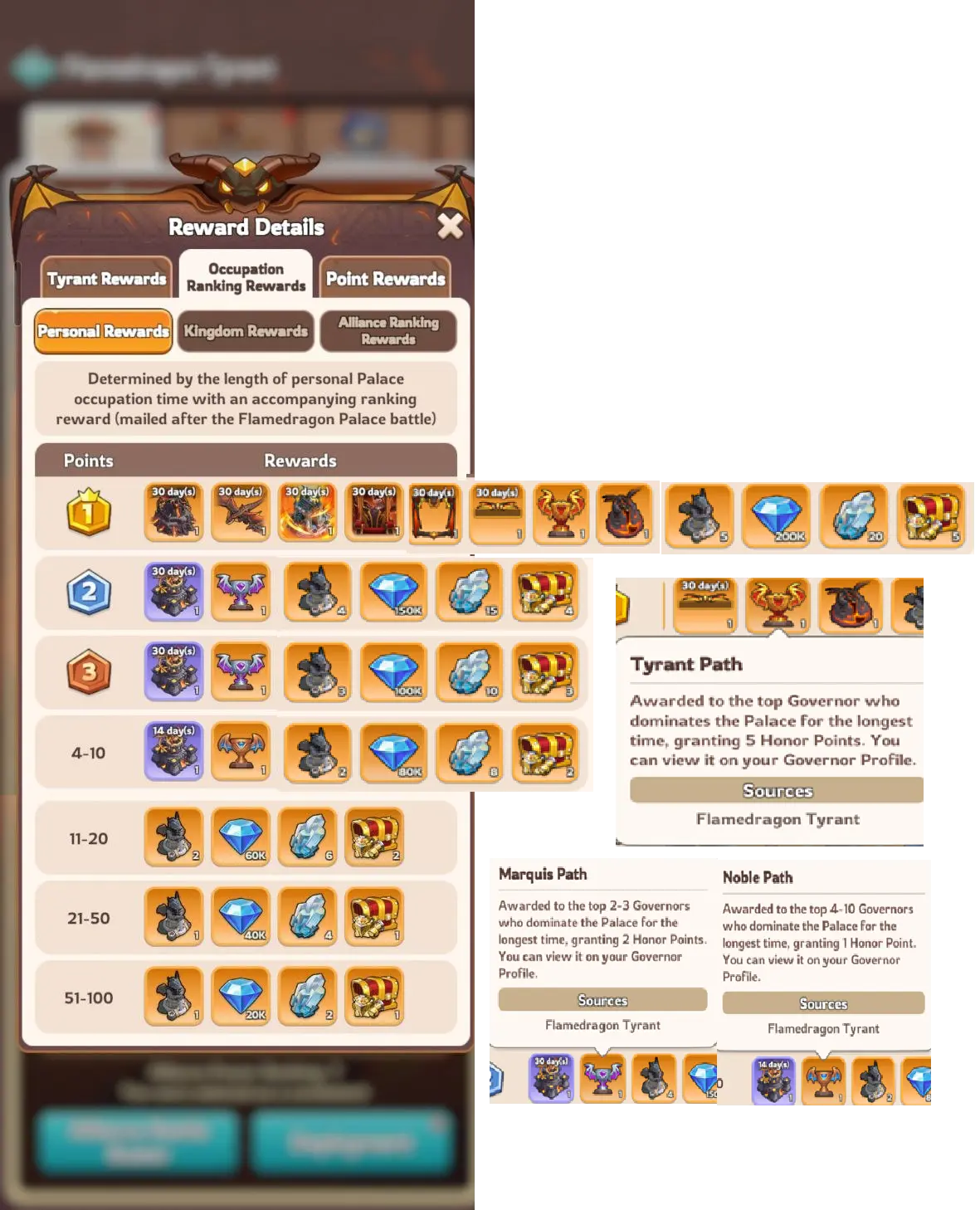 Kingshot Flame Dragon Tyrant Occupation Rewards