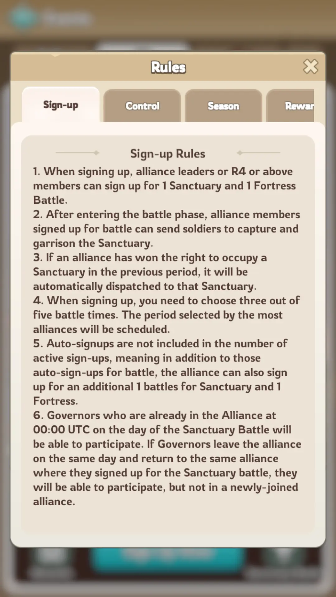 Kingshot Sanctuary Battles Signup Rules