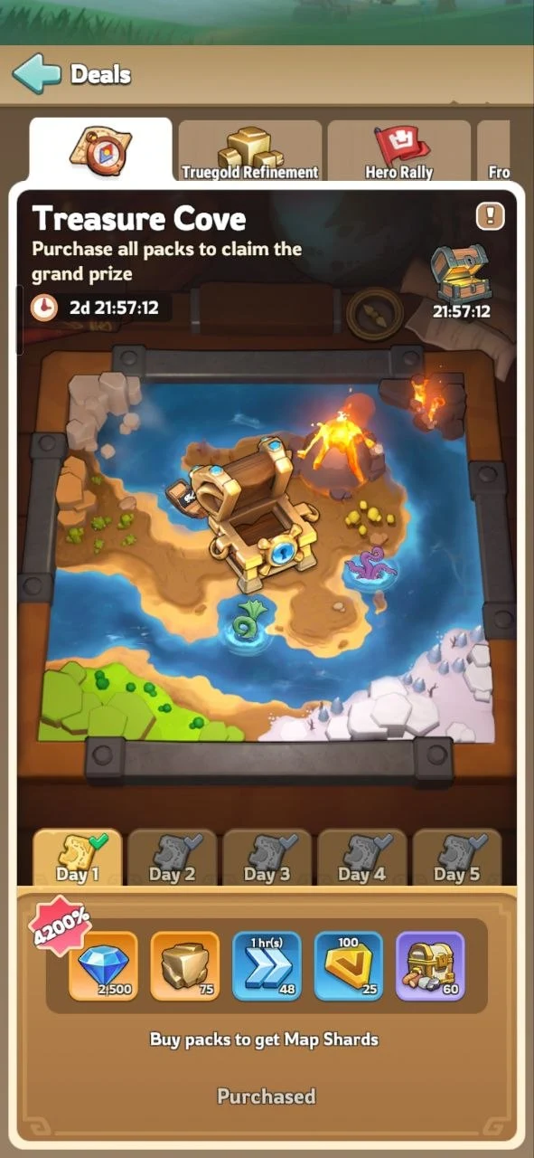 Kingshot Treasure Cove Event Screen