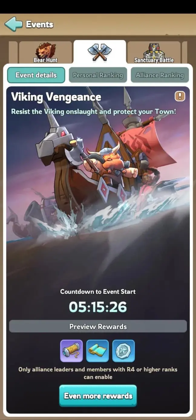 Kingshot Viking Vengeance Event Screen