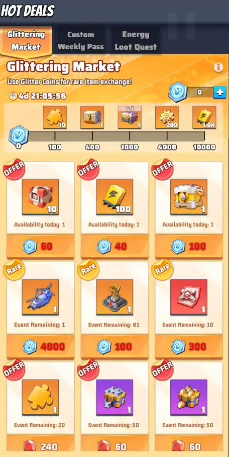 Last War Glittering Market Screen