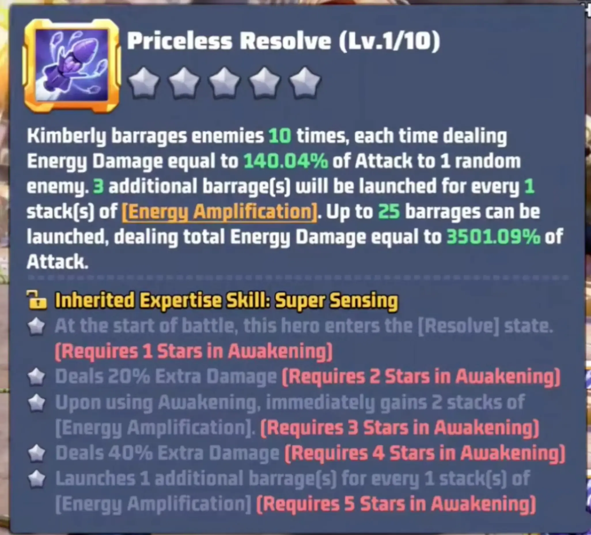 Last War Kimberly Awakening Star Bonuses