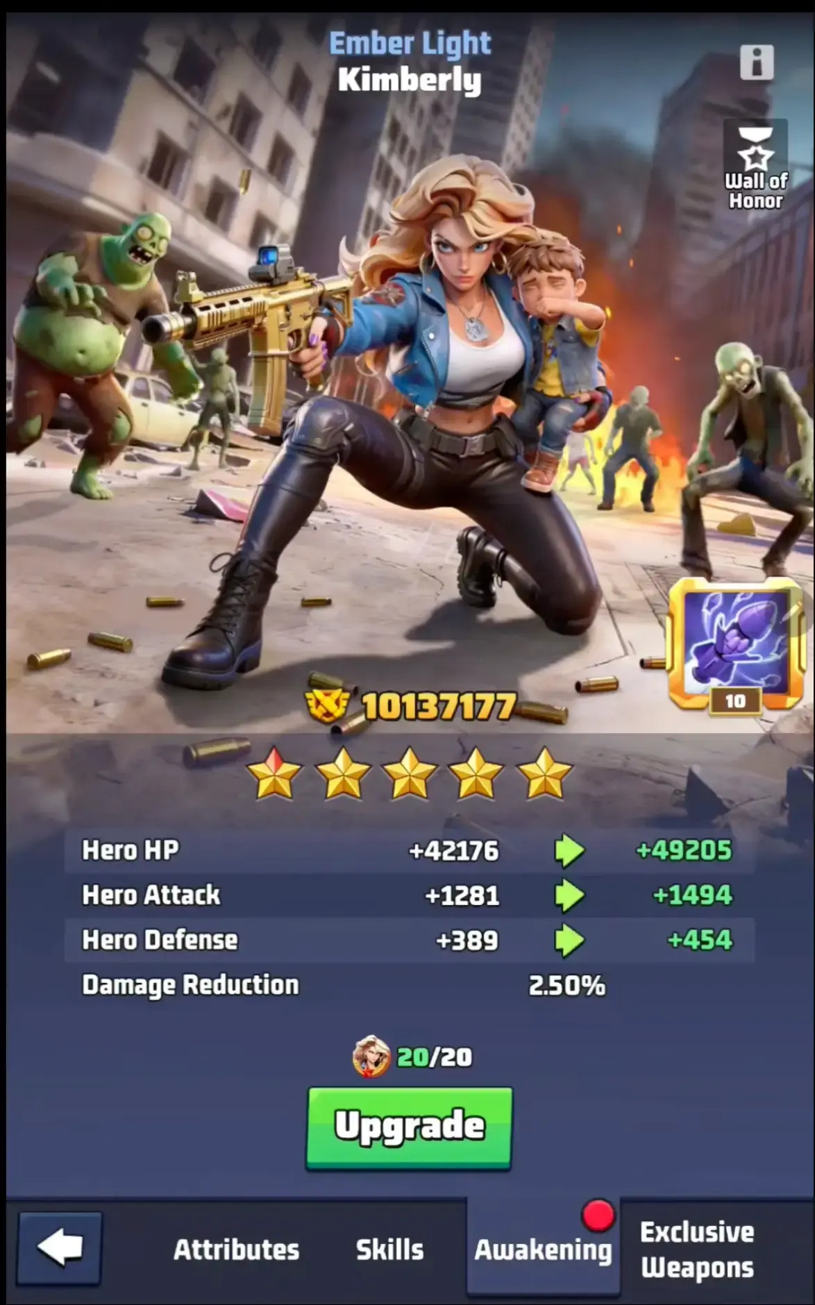 Last War Kimberly Awakening Stat Bonuses