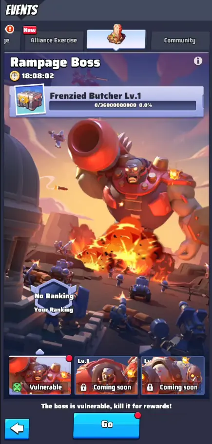 Last War Rampage Boss Event Screen