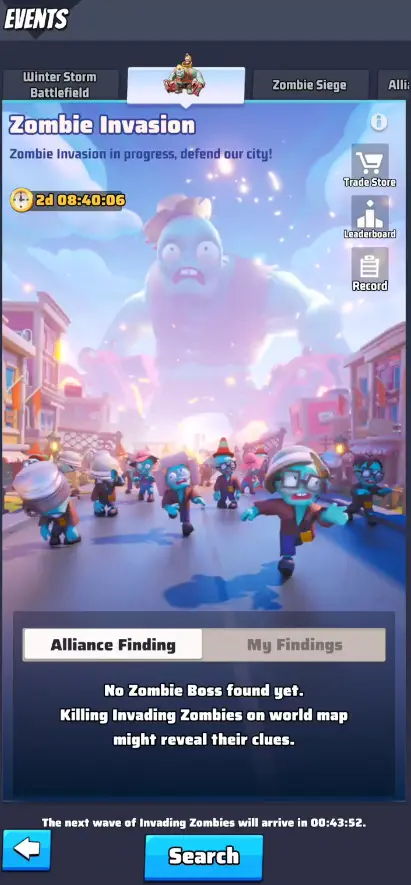 Last War Zombie Invasion Event Screen
