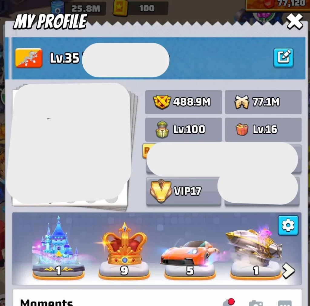 Last War account for sale with THP325M Whale Account